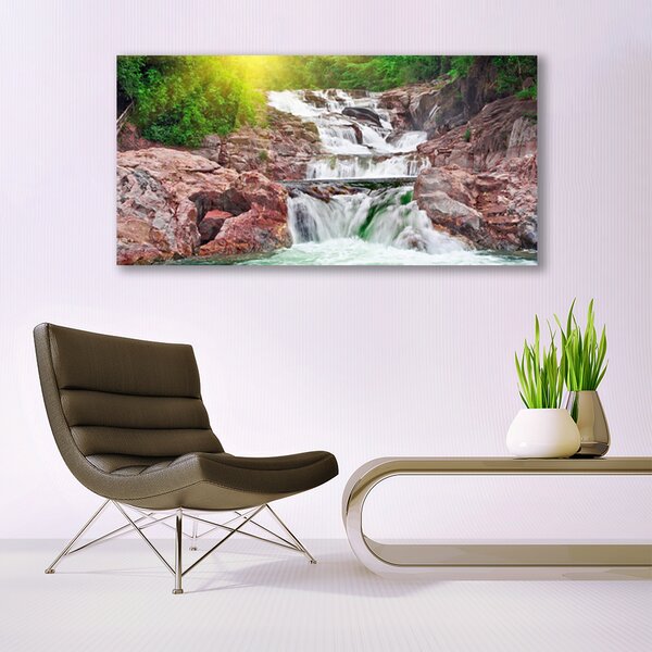 Tablou pe panza canvas Cascada Natura Verde Alb