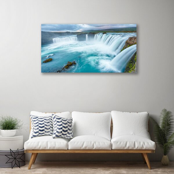 Tablou pe panza canvas Cascada Natura Albastru Alb