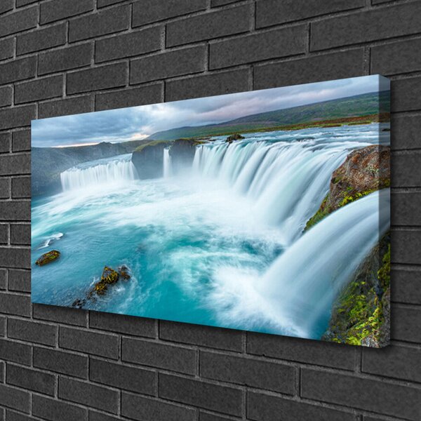 Tablou pe panza canvas Cascada Natura Albastru Alb