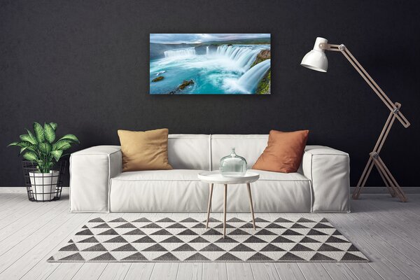 Tablou pe panza canvas Cascada Natura Albastru Alb