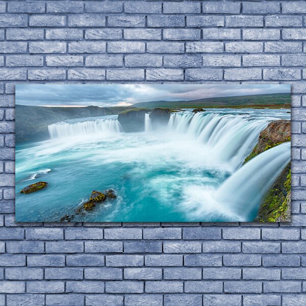 Tablou pe panza canvas Cascada Natura Albastru Alb