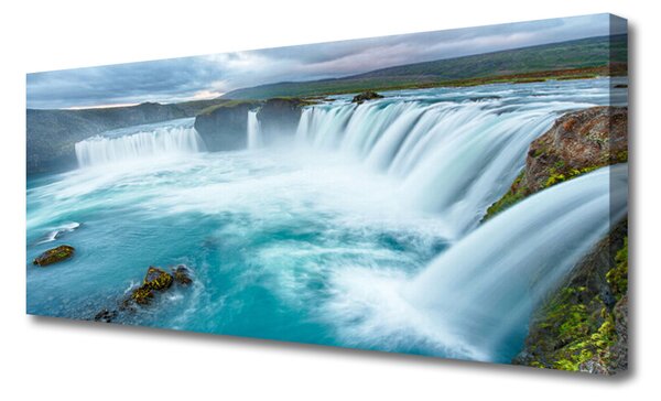 Tablou pe panza canvas Cascada Natura Albastru Alb