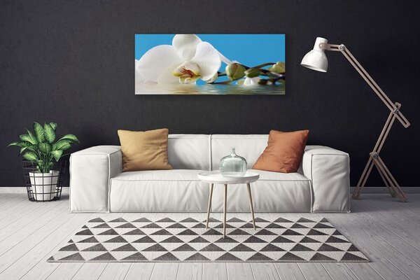 Tablou pe panza canvas Flower Floral Alb Verde Albastru