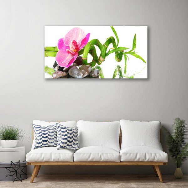 Tablou pe panza canvas Flori Floral Roz Verde Gri Alb