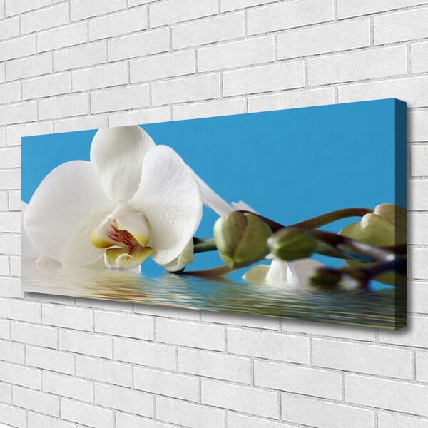 Tablou pe panza canvas Flower Floral Alb Verde Albastru