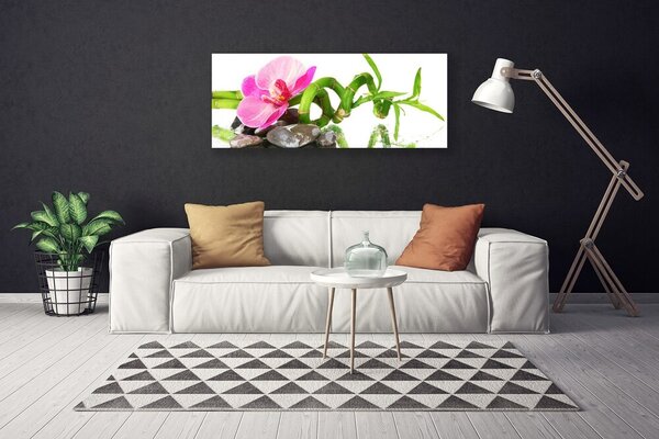 Tablou pe panza canvas Flori Floral Roz Verde Gri Alb
