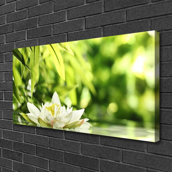 Tablou pe panza canvas Frunze de flori Floral Alb Verde Galben