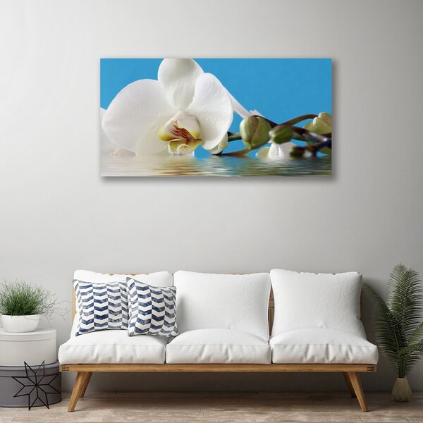 Tablou pe panza canvas Flower Floral Alb Verde Albastru