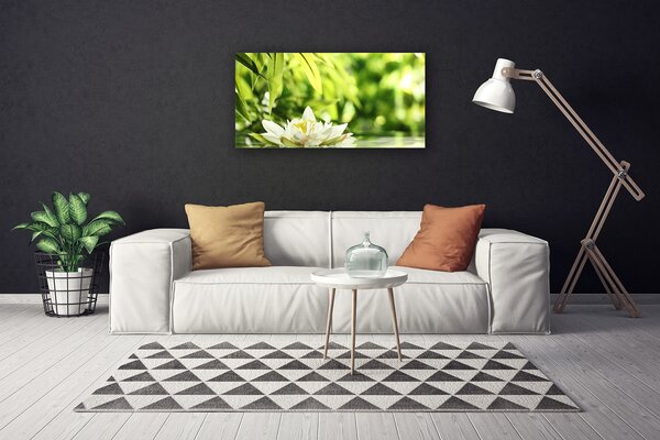 Tablou pe panza canvas Frunze de flori Floral Alb Verde Galben