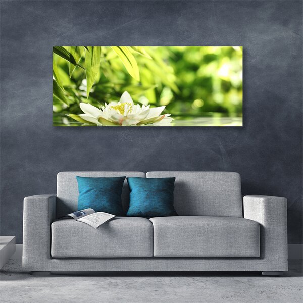 Tablou pe panza canvas Frunze de flori Floral Alb Verde Galben