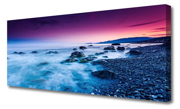 Tablou pe panza canvas Ocean Beach Peisaj violet roz albastru
