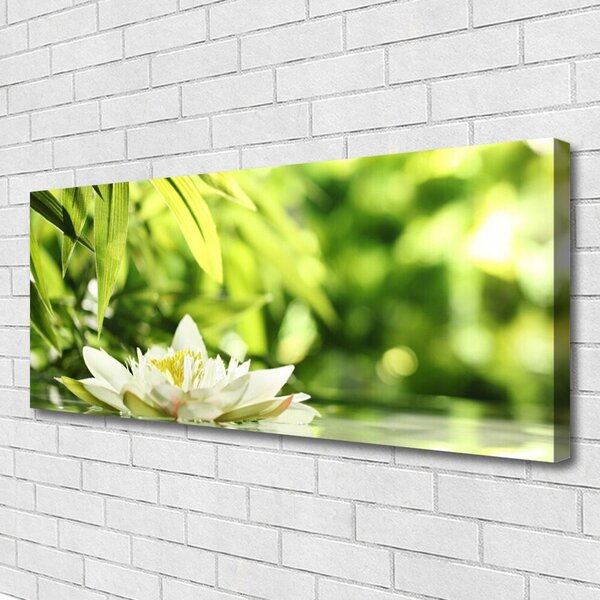 Tablou pe panza canvas Frunze de flori Floral Alb Verde Galben