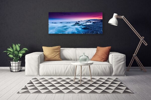 Tablou pe panza canvas Ocean Beach Peisaj violet roz albastru