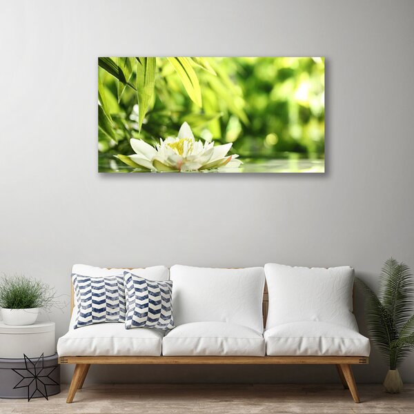 Tablou pe panza canvas Frunze de flori Floral Alb Verde Galben