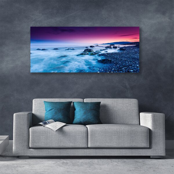 Tablou pe panza canvas Ocean Beach Peisaj violet roz albastru