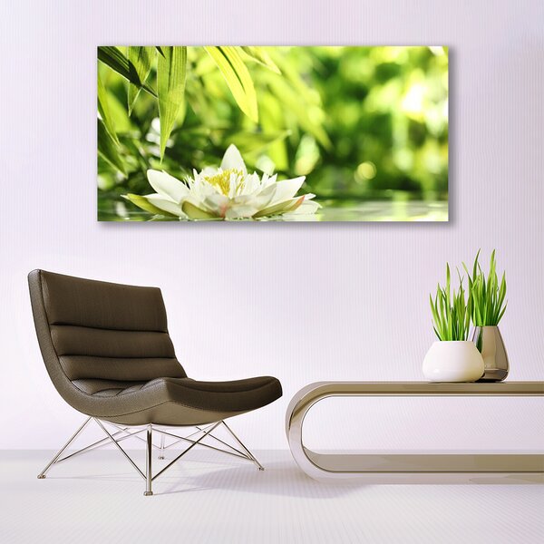 Tablou pe panza canvas Frunze de flori Floral Alb Verde Galben