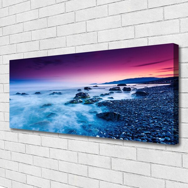 Tablou pe panza canvas Ocean Beach Peisaj violet roz albastru