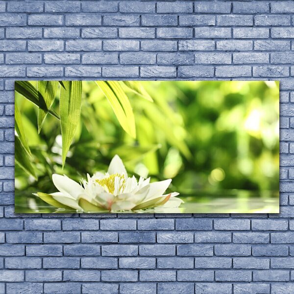 Tablou pe panza canvas Frunze de flori Floral Alb Verde Galben
