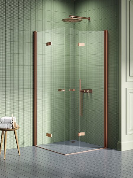 New Trendy New Soleo Copper Brushed cabină de duș 90x90 cm pătrat cupru periat/sticlă transparentă K-2085