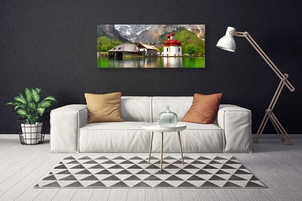 Tablou pe panza canvas Mountain copac Acasă Peisaj Gri Verde Roșu Maro