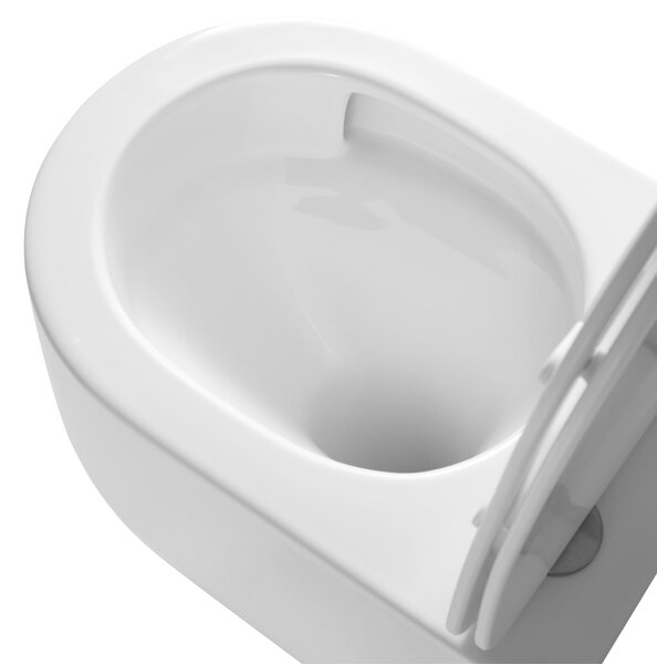 Invena Korfu vas wc cu capac soft-close agăţat fără margine cu spălare turbionară alb lucios CE-95-001