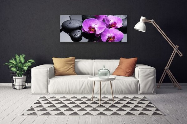 Tablou pe panza canvas Pietre florale flori violet negru