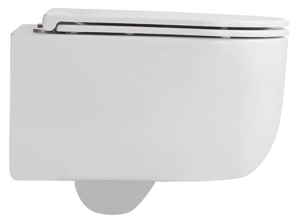Invena Korfu vas wc cu capac soft-close agăţat fără margine cu spălare turbionară alb lucios CE-95-001