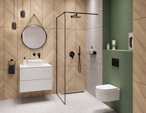 Invena Alonia baterie lavoar ascuns negru BP-70-U04