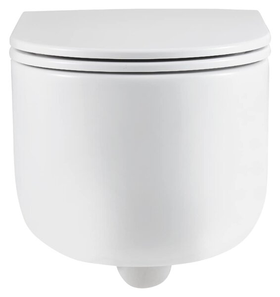 Invena Korfu vas wc cu capac soft-close agăţat fără margine cu spălare turbionară alb lucios CE-95-001
