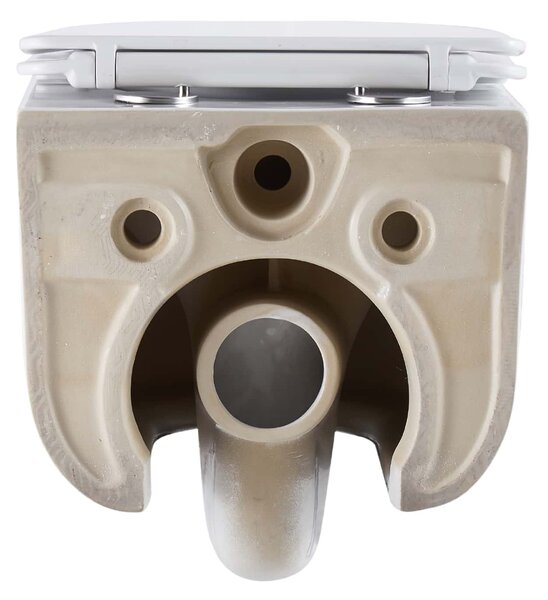 Invena Korfu vas wc cu capac soft-close agăţat fără margine cu spălare turbionară alb lucios CE-95-001