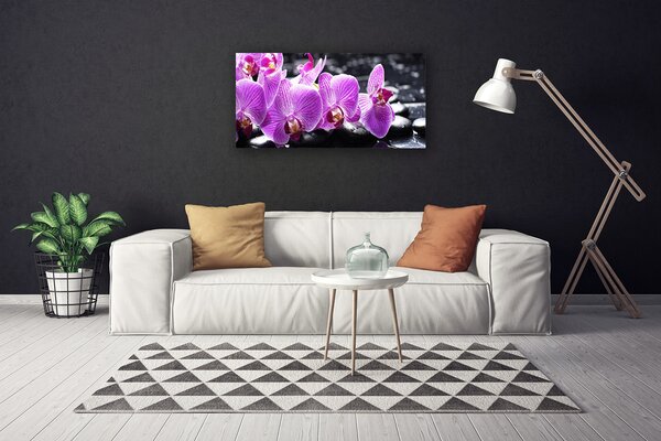 Tablou pe panza canvas Pietre florale flori violet negru