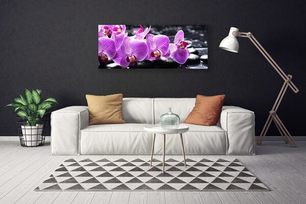 Tablou pe panza canvas Pietre florale flori violet negru