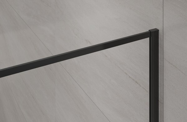 Invena perete cabină de duș walk-in 90 cm negru semi lucios/sticla transparentă AK-32-198