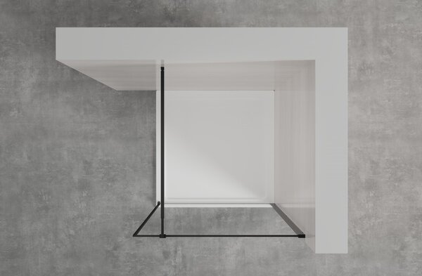 Invena perete cabină de duș walk-in 90 cm negru semi lucios/sticla transparentă AK-32-198