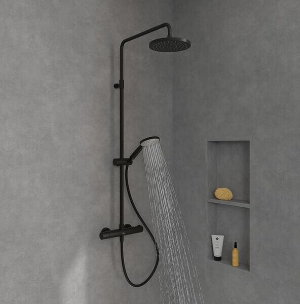 Villeroy & Boch Universal Showers set de duș perete cu termostat cu duș de ploaie negru TVS109002000K5