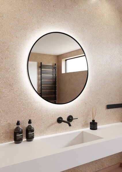 Dubiel Vitrum Zoe oglindă 80x80 cm rotund cu iluminare negru 5905241012988
