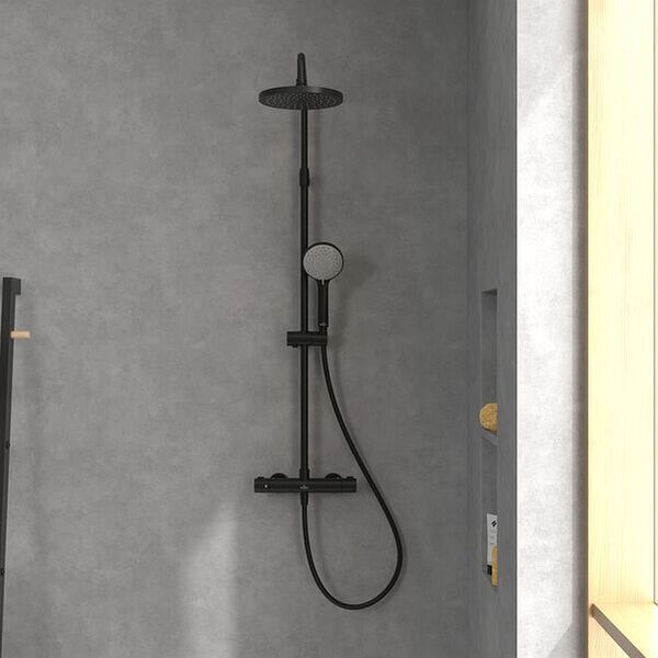 Villeroy & Boch Universal Showers set de duș perete cu termostat cu duș de ploaie negru TVS109002000K5