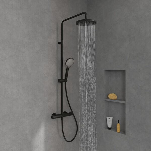 Villeroy & Boch Universal Showers set de duș perete cu termostat cu duș de ploaie negru TVS109002000K5