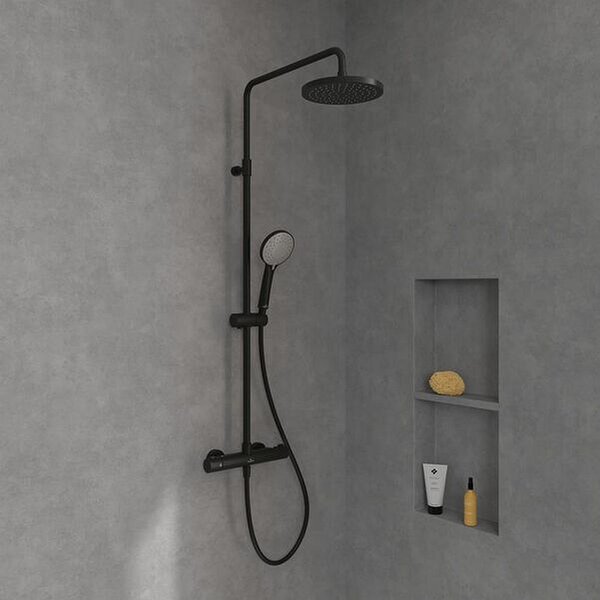 Villeroy & Boch Universal Showers set de duș perete cu termostat cu duș de ploaie negru TVS109002000K5
