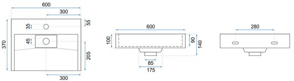 Lavoar pentru blat GOYA 60CM