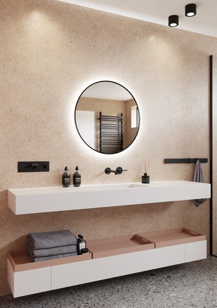 Dubiel Vitrum Zoe oglindă 80x80 cm rotund cu iluminare negru 5905241012988