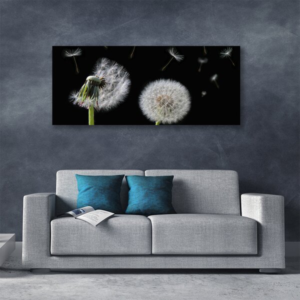 Tablou pe panza canvas Păpădie Floral Alb Negru