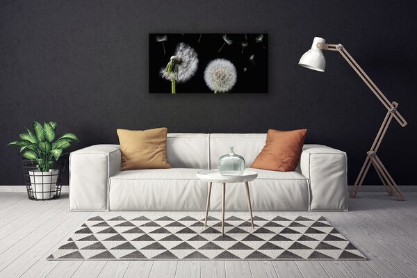 Tablou pe panza canvas Păpădie Floral Alb Negru