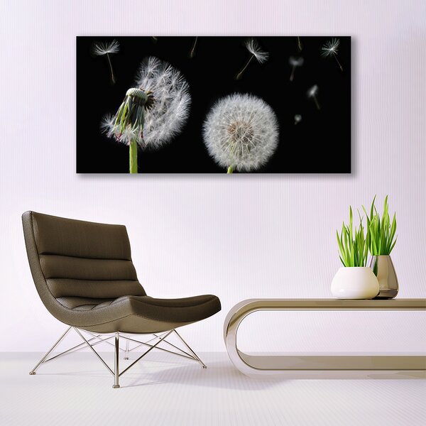 Tablou pe panza canvas Păpădie Floral Alb Negru