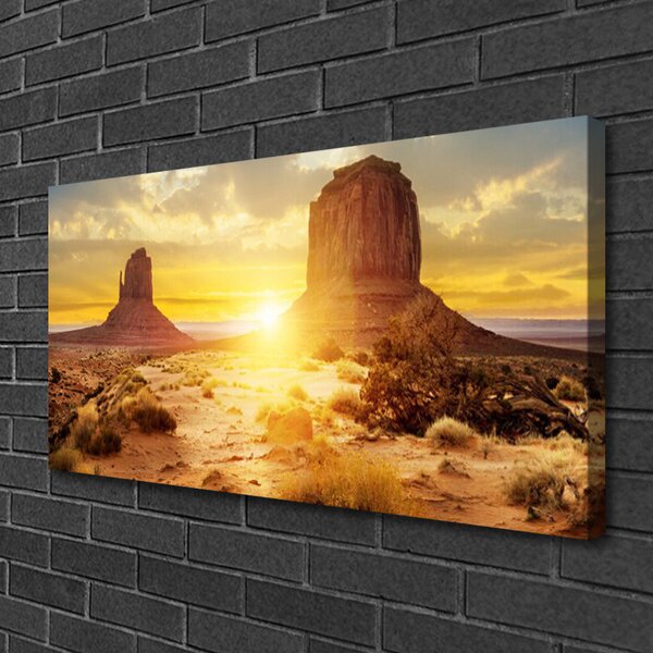 Tablou pe panza canvas Desert Sun Peisaj Galben Maro Verde