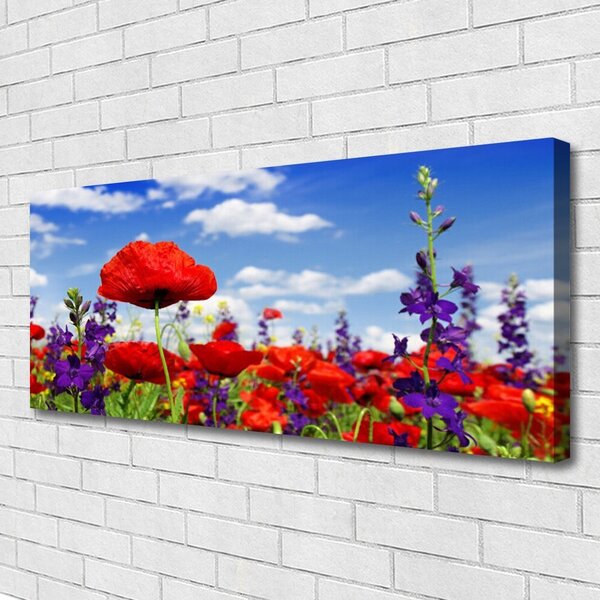 Tablou pe panza canvas Flori Natura Roșu Albastru Verde Violet