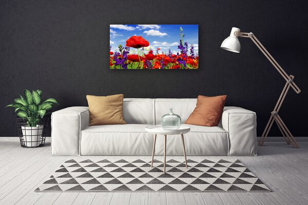 Tablou pe panza canvas Flori Natura Roșu Albastru Verde Violet