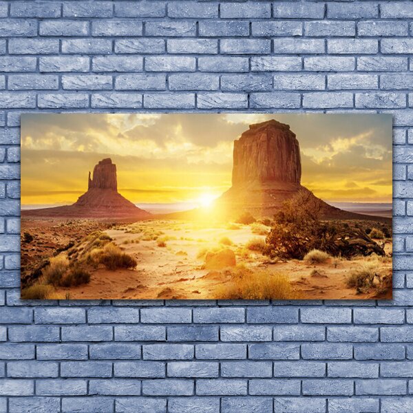 Tablou pe panza canvas Desert Sun Peisaj Galben Maro Verde