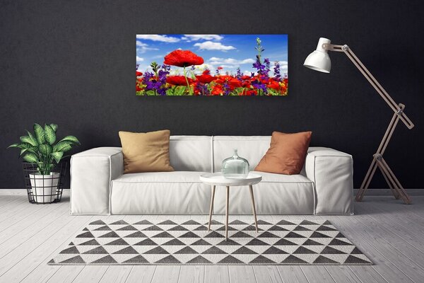 Tablou pe panza canvas Flori Natura Roșu Albastru Verde Violet