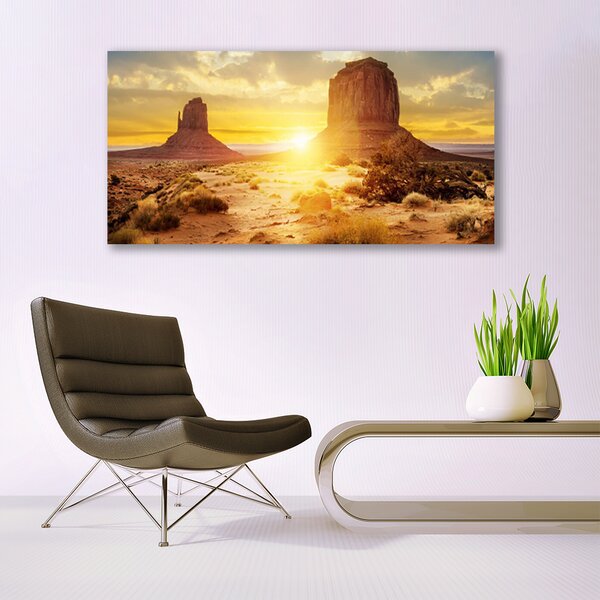 Tablou pe panza canvas Desert Sun Peisaj Galben Maro Verde